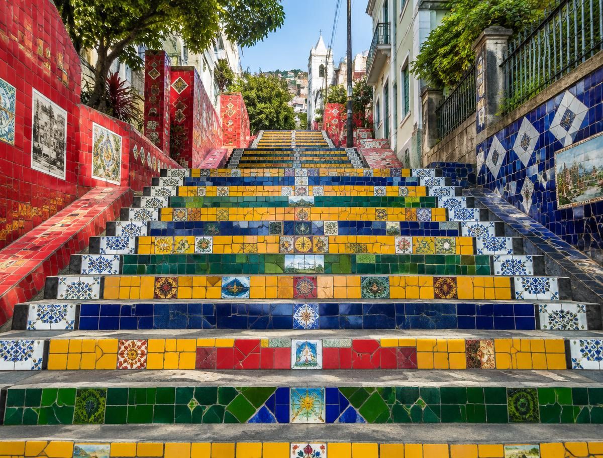 Colorful tiles of the Selarón Steps in Lapa